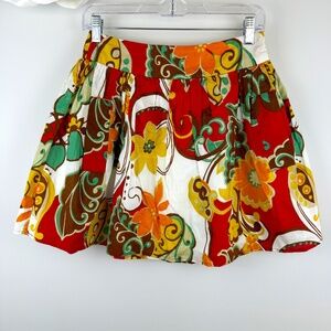 TWENTY ONE 60's 70's Retro Design Floral Pleated Skirt A Line Pockets / Size XS